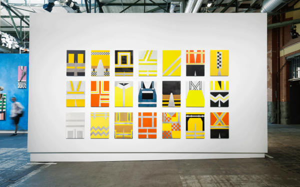 Caption: Alona Rodeh, Safe and Sound (High Visibility), 2016, installation view at abc. Courtesy Grimmuseum and the artist. 