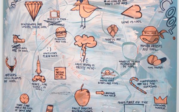 2012, Cool Things, acrylic, string, pencil on canvas, 260 x 195cm