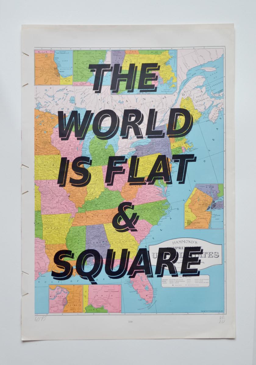 Vikenti Komitski "The World", Edition of 75 +5 AP unique pieces, silksceen on map- 33,7 x 50 .5 each