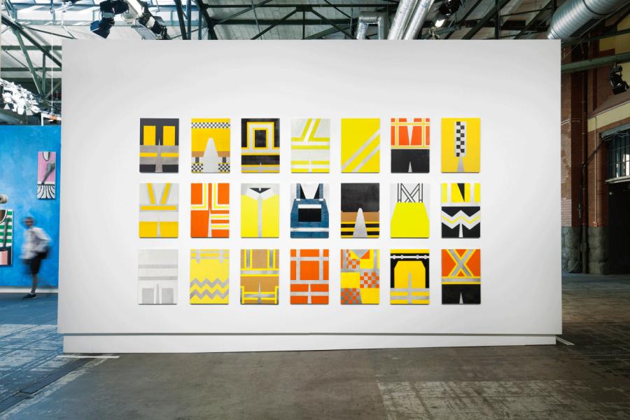 Caption: Alona Rodeh, Safe and Sound (High Visibility), 2016, installation view at abc. Courtesy Grimmuseum and the artist. 