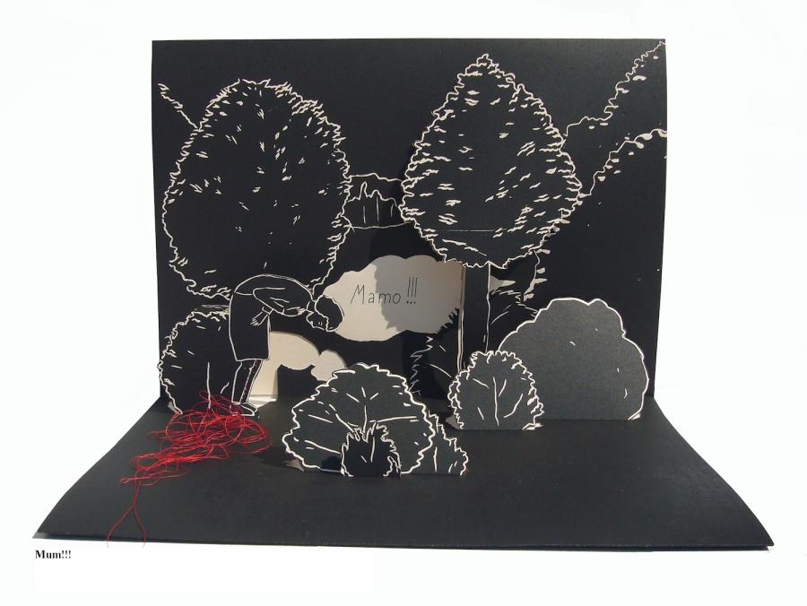 "Mum!" © Malgorzata Malwina Niespodziewana  Fold out from the pop-up book, 10 x 25x25x35 cm
