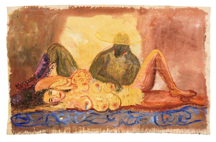 Katarina Janeckova Walshe, Givers, 2022, Acryl auf Leinwand, 182 x 279 cm. Courtesy Dittrich & Schlechtriem, Berlin