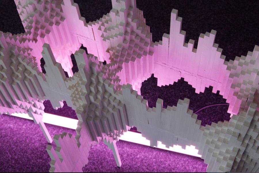  © Katinka Theis, Resonating of space, 2016, Installation detail, wood paintes, variable dimensions