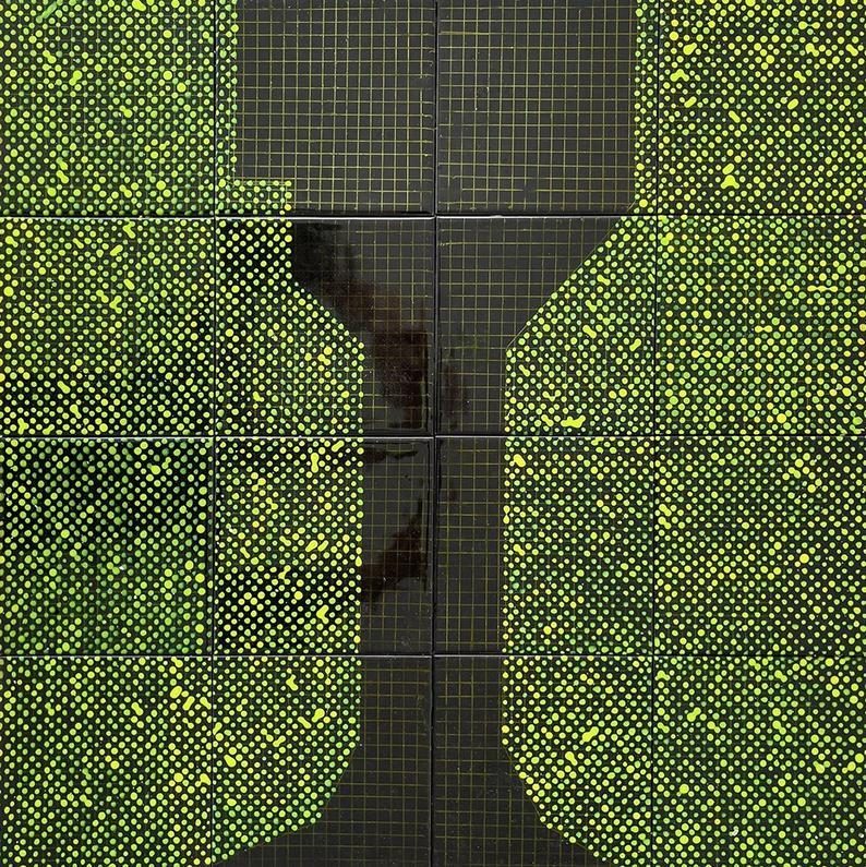 Hyehyeon Kwon "Humboldt Hafen", 2021 Ceramic tile, glaze, water-based marker, nail polish 61cm x 91cm Detail view