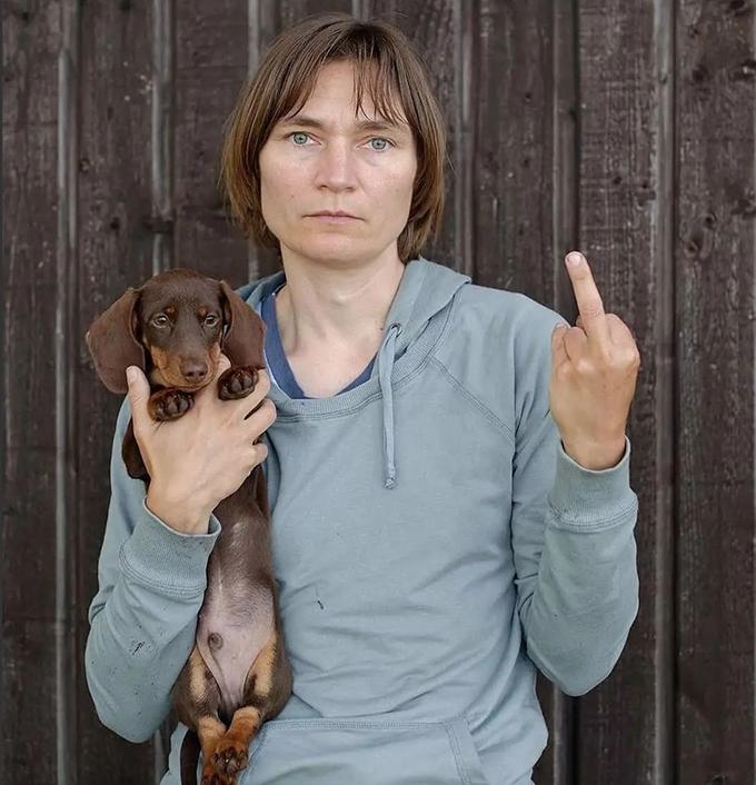 Pictured: Elina Brotherus, My dog is cuter than your ugly baby, 2013, 80 x 53 cm