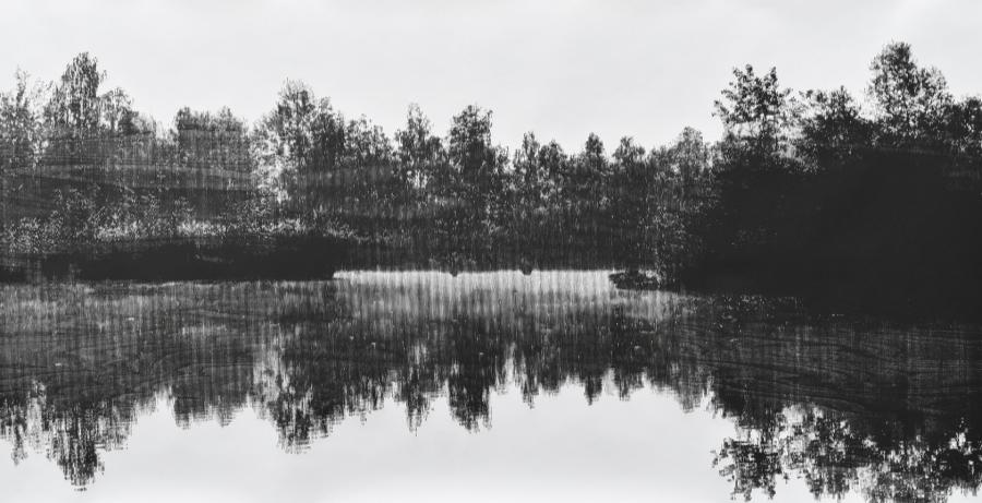 Katsutoshi Yuasa, ‘Nature Communications 2’, 2022. Oil-based woodcut on paper