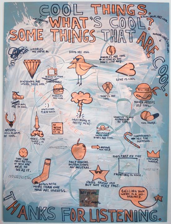 2012, Cool Things, acrylic, string, pencil on canvas, 260 x 195cm