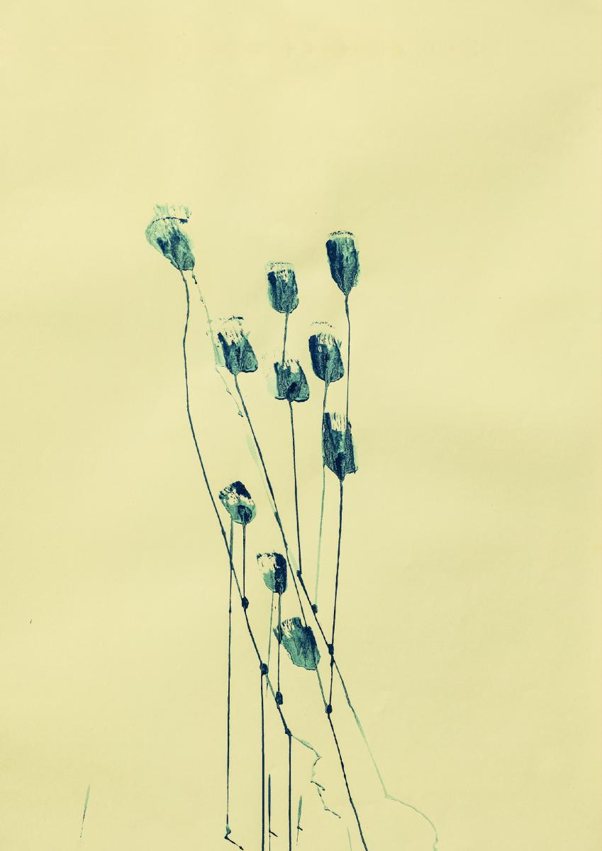 Discover "Instinktverstärkungselixiergarten" the "Planetary Plants" series: An Artistic Ode to Fictional Biodiversity at Ronewa Art Projects Mireille Gros, Planetary Plant (Blue) 1, 2022, Ink on paper, 100 x 70 cm, 39 3/8 x 27 1/2 in