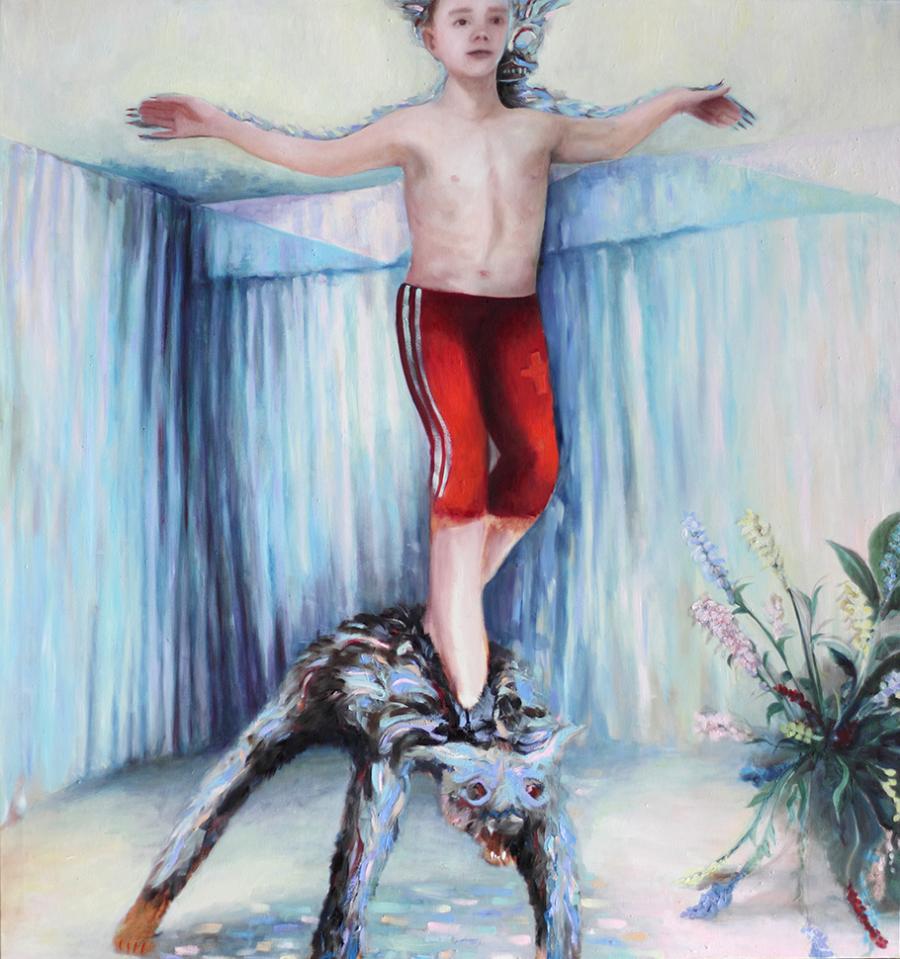 Emeli Theander, Hustlers, 2017, oil on canvas, 160 x 150 cm / Courtesy of Edmond Gallery and the artist