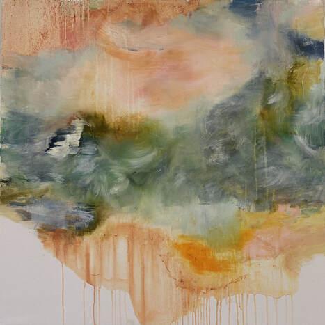 In den Regen verflossene Unterwasserinsel", 90*90 cm, Ölfarbe, 2025, Anna Aalto In den Regen verflossene Unterwasserinsel", 90*90 cm, Ölfarbe, 2025, Anna Aalto