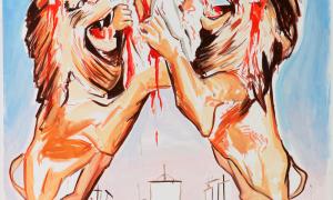 Elad Larom  Colossus, 2009. Oil on Paper, 320 x 170 cm