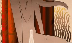 Igor Hosnedl Sickle and lamp, 2020 Handmade pigments in glue on canvas 220 x 140 cm courtesy Galerie EIGEN + ART Leipzig/Berlin Photo: Otto Felber, Berlin