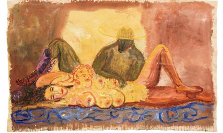 Katarina Janeckova Walshe, Givers, 2022, Acryl auf Leinwand, 182 x 279 cm. Courtesy Dittrich & Schlechtriem, Berlin