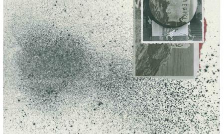 Nadine Fecht, Untitled (adopt a revolution series), 2014, graphite powder, archival newspaper, photography cut-out on paper, 44,6x32,3cm Courtesy Galerie Georg Nothelfer and the artist.jpg