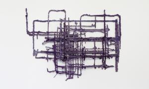 Untitled Plopps No. 101 After a Stormy Night with Closed Windows, 2014, sculpture Materials: CNC-Code, CAM-Software, Plopper (Dual-Axis Precision Deposition System), Polyurethane, Pigment, Sand Dimensions: 38″ × 26″ × 6″