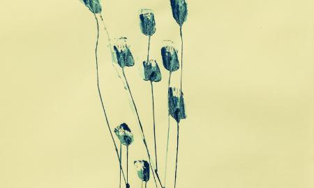 Discover "Instinktverstärkungselixiergarten" the "Planetary Plants" series: An Artistic Ode to Fictional Biodiversity at Ronewa Art Projects Mireille Gros, Planetary Plant (Blue) 1, 2022, Ink on paper, 100 x 70 cm, 39 3/8 x 27 1/2 in