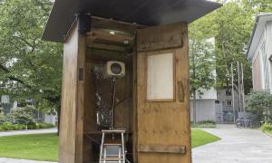 Hut in the Mud - 2014   machine 250 x 130 x 130 cm; 98 1/2 x 51 1/4 x 51 1/4 in unique 