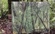 Painting in a cloud forest, North Highlands, Guatemala, 2023 Photo by Haley Mellin